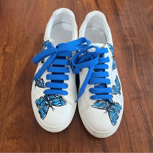 Capri Watch Made in Italy Blue Butterfly White Sneakers Size 39 - Picture 1 of 8